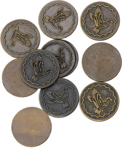 Escudo Schrade Flying Duck S430 diseño redondo. Acabado latón antiguo. Mono 7/16" Foto 1 de 1