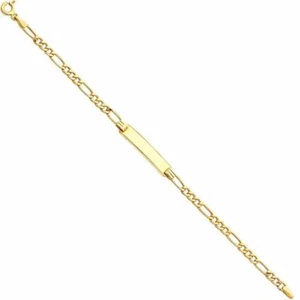 Brazalete de identificación de bebé Figaro hueco de oro amarillo macizo de 14k Esclava Oro Solido Bebe 6" - Imagen 1 de 3