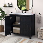 36'' Bathroom Vanity with Single Sink Basin Pedestal Cabinet Large Storage Space