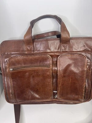Vintage Wilson Brown Leather Brief Case Messenger Bag Laptop Bag Handbag Flaws - Image 1 of 4