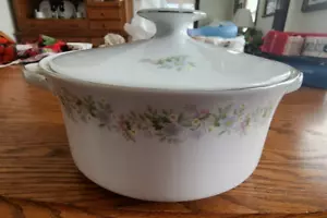 Forever Spring Baking Casserole 10" W Round Haviland Pink Green Blue Platinum ! - Picture 1 of 21
