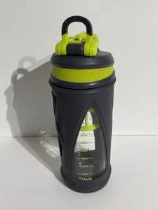 Zulu 20 oz glass water bottle w/sleeve Yellow Grey Protein Powder Shaker Mixer - Picture 1 of 7