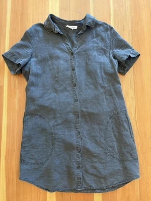 Lucky Brand льняной смеси туника платье 2 кармана размер M угольно-черный короткий рукав - Изображение 1 из 4