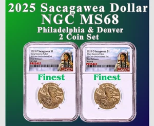 2025 P & D SACAGAWEA DOLLAR 2 COINS NGC MS68 PRESALE ONLY 3 SETS AVAILABLE - Picture 1 of 1