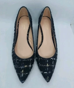 Kate Spade Menorca Tweed Black Shimmer Block Heel Pointed Toe Pumps Size 8B - Picture 1 of 13