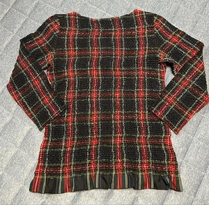 Peplum YOSHIKI HISHINUMA Shibori Long-Sleeve Checkered Top, Size 2 - Picture 1 of 5