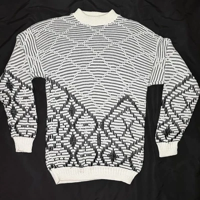 USA Made Generra Collection Knitted Sweater Large Black And White 100% Cotton - Image 1 of 4