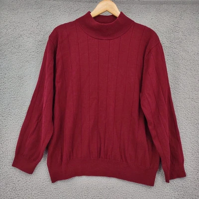 Dress Barn Top Womens 18 20 Burgundy Turtle Neck Long Sleeve Shoulder Pads VTG - Image 1 of 4