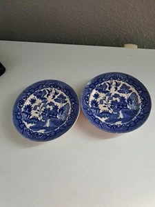 2 Piatti Salice Blu Blu e Bianco Love Birds 6,25" Piatti Pane e Burro - Foto 1 di 3