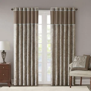 Set of 2 (84"x50") Valerie Window Curtain Panel Taupe: Madison Park, Polyester - Picture 1 of 9