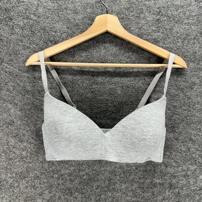 H&M Bralette Bra Women 36D Gray Push Up Wireless Cotton Opaque Lined Solid - Image 1 of 4