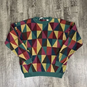 Vintage Perry Ellis Multicolor Patterned Sweater M - Picture 1 of 4