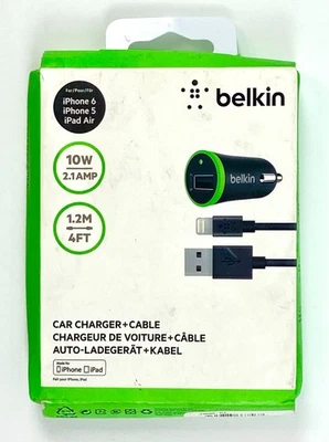 Belkin Apple Car Charger 4ft USB Cable for iPhone 5 6 and iPad Air - Image 1 of 3