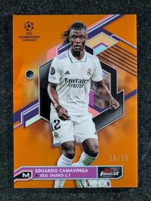 2022-23 Topps Finest UEFA EDUARDO CAMAVINGA 16/25 Orange Refractor Real Madrid - Image 1 of 3