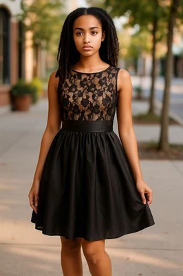 Twenty One Black Lace Cocktail Dress Size Large Sleeveless - Image 1 of 4