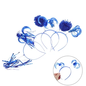  8 Pezzi Fasce Tinsel - Fascia per Capelli Streamer Blu Glitterata con Copricapo Pom Pom - Foto 1 di 17