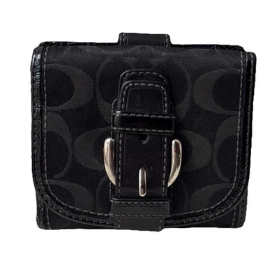 Cartera Cartera Coach Soho Mediana Plegable a Presión Hebilla Negra Jacquard Y2K De Colección Foto 1 de 4