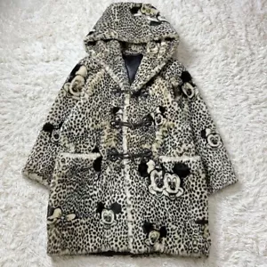 Disney Apparence PARIS Leopard Fur Coat Black White Acrylic Size Free Used Japan - Picture 1 of 18