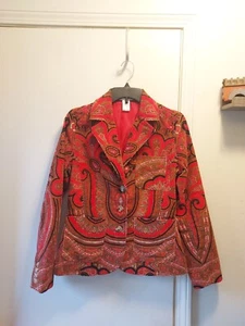 Isaac Mizrahi For Target Red Paisley Corduroy Blazer Jacket Women’s Size S 🍁 - Picture 1 of 7
