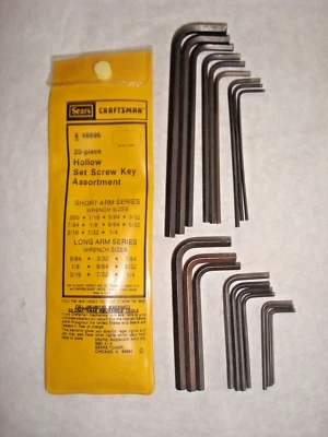 =CRAFTSMAN= 20 pc SAE Long/Short Arm Hex Key Set #46696, Made in USA - Image 1 of 2