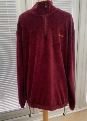 Urban Outfitters Mens Burgundy Velour Top 1/4 Zip size small oversized good used - Image 1 of 3