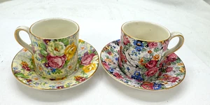 Tazza e piattini Lord Nelson Ware Rose Marina floreale chintz demitasse 2 espresso - Foto 1 di 8