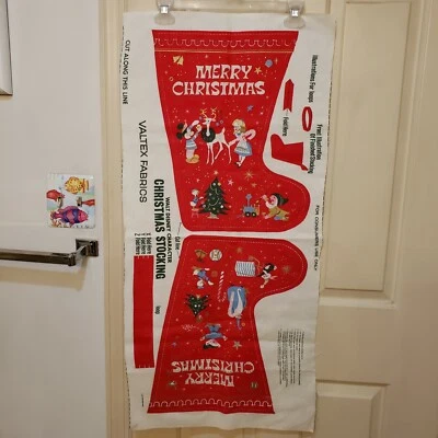 Vintage Valtex Walt Disney Christmas Stocking Cut & Sew Fabric Panel 16" x 11" - Image 1 of 4