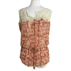 Camicia donna Entro taglia small arancione paisley dettagli uncinetto semi trasparente - Foto 1 di 11
