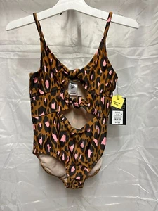 Art Class Wild Cat Leopard Spot Printed One Piece Swimsuit Cut Out Medium 8 Plus - Picture 1 of 3
