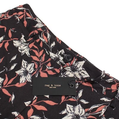 Pantalones Cortos Informales Rag & Bone Nuevos con Etiquetas Talla 8 EE. UU. Negro y Naranja Floral Mezcla de Lino Foto 1 de 4