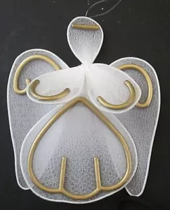 Vintage Wired Mesh White Angel Christmas Ornament - Picture 1 of 2
