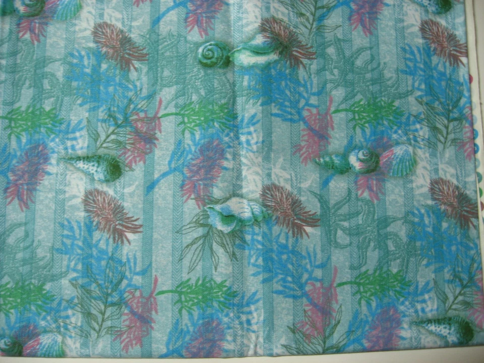 Kathleen Francour Tropical Dreams Shell Starfish Coral Seaweed Sea Stripe Blue - Image 1 of 1