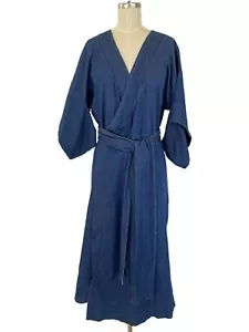 WARM New York Garmentory Blue Denim Kimono Midi Wrap Dress Size 8 - Picture 1 of 9