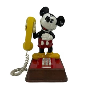 Vintage The Mickey Mouse Phone Push Button Landline Telephone 70’s Phone Yellow - Picture 1 of 16