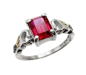 Black Hills Gold on Sterling Silver Ring w Lab Created Ruby Size 8 FAST SHIPPING - Picture 1 of 4