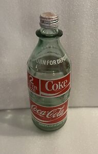 Vintage 1970's Coca-Cola 2 Liter 67.6 Fl Oz Size Empty 13" Glass Bottle w/ Cap