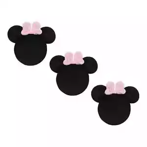 Disney Minnie Mouse Black Plush with Pink Bow 3 Piece Wall Décor - Picture 1 of 5