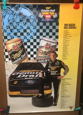 2003 Rusty Wallace Miller Genuine Draft Light Nascar Schedule Beer Poster Mint Cover