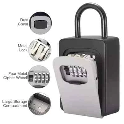 Key Lock Box for Outside-Combination Lockbox for House Key-Portable/Wall Mounted - Image 1 of 4