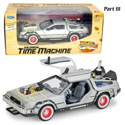 Delorean Time Machine Back To The Future III 3 1:24 Diecast Metal Model Welly - Immagine 1 di 4