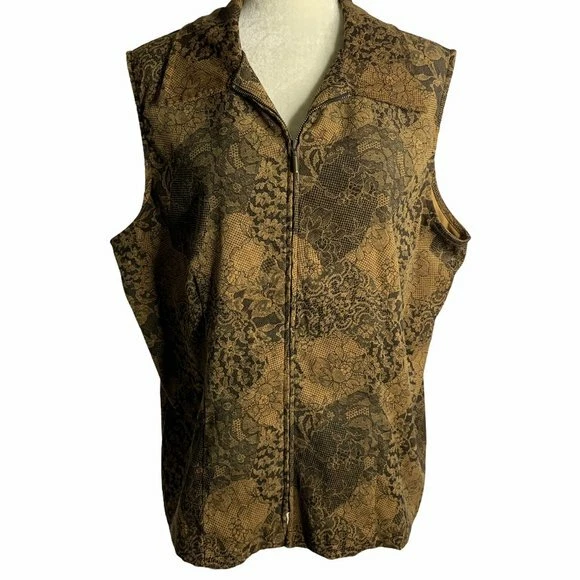 Chaleco Vintage Briggs Sin Mangas Cremallera Frontal 18 Marrón Negro Cuello Foto 1 de 4