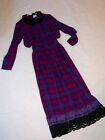 1900 Victorian prairie pioneer dress gown COSTUME size 12 purple plaid rayon