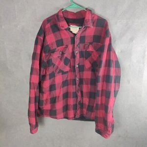 Boston Traders Men Jacket Size  2XL Red Plaid Flannel Button  - Picture 1 of 9