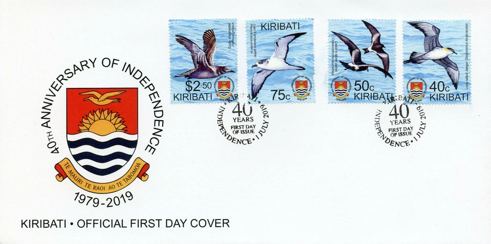 Kiribati 2019 FDC Independence 40th 4v Set Cover Petrels Shearwater Birds Stamps - Image 1 of 1