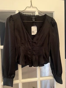 Forever 21 Black Blouse Small Blouse Beautiful Top - Picture 1 of 12