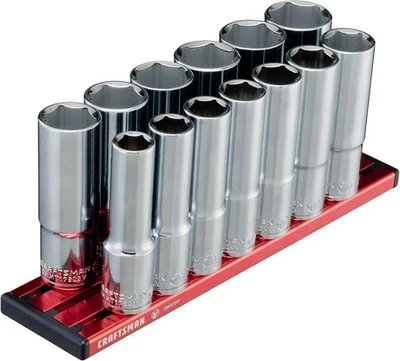 CRAFTSMAN V-SERIES Socket Set, Deep MM, 1/2" Drive, 13 Piece (CMMT17595V) - NEW - Image 1 of 4