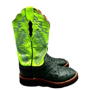 Lucchese 2000 6 B Quill Ostrich Boots Green Cowgirl T1589HD Western Landman Rare - Bild 1 von 11