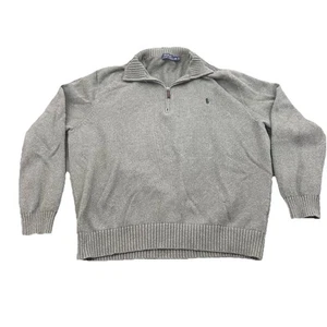 Polo Ralph Lauren Sweater Gray Pullover Quarter Zip Sweatshirt Pony Mens XXL - Picture 1 of 11