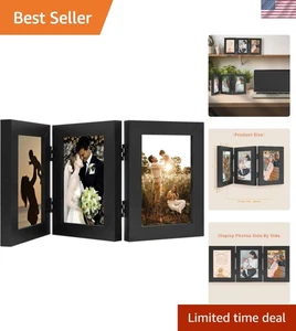 Sleek Black 4x6 Collage Frame - Durable Glass & Trifold Design for Easy Display - Picture 1 of 10