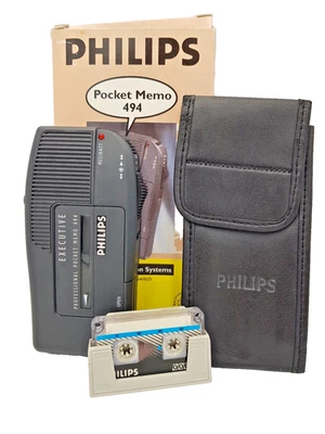 Philips Pocket Memo 494 LFH0494 Mini Cassette Dictaphone Dictation Machine Vtg - Image 1 of 4
